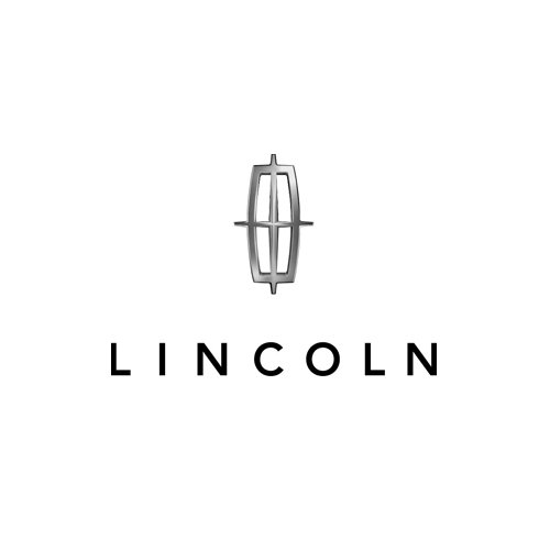 Lincoln logo in black with silver emblem on a white background