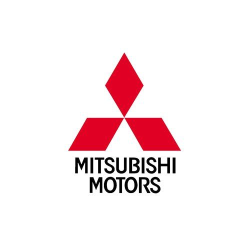 Mitsubishi Motors logo with red triple-diamond symbol and black text on white background