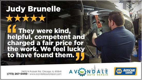 Customer testimonial graphic: “They were kind, helpful, competent…” by Judy Brunelle, with 5 stars and service logo.