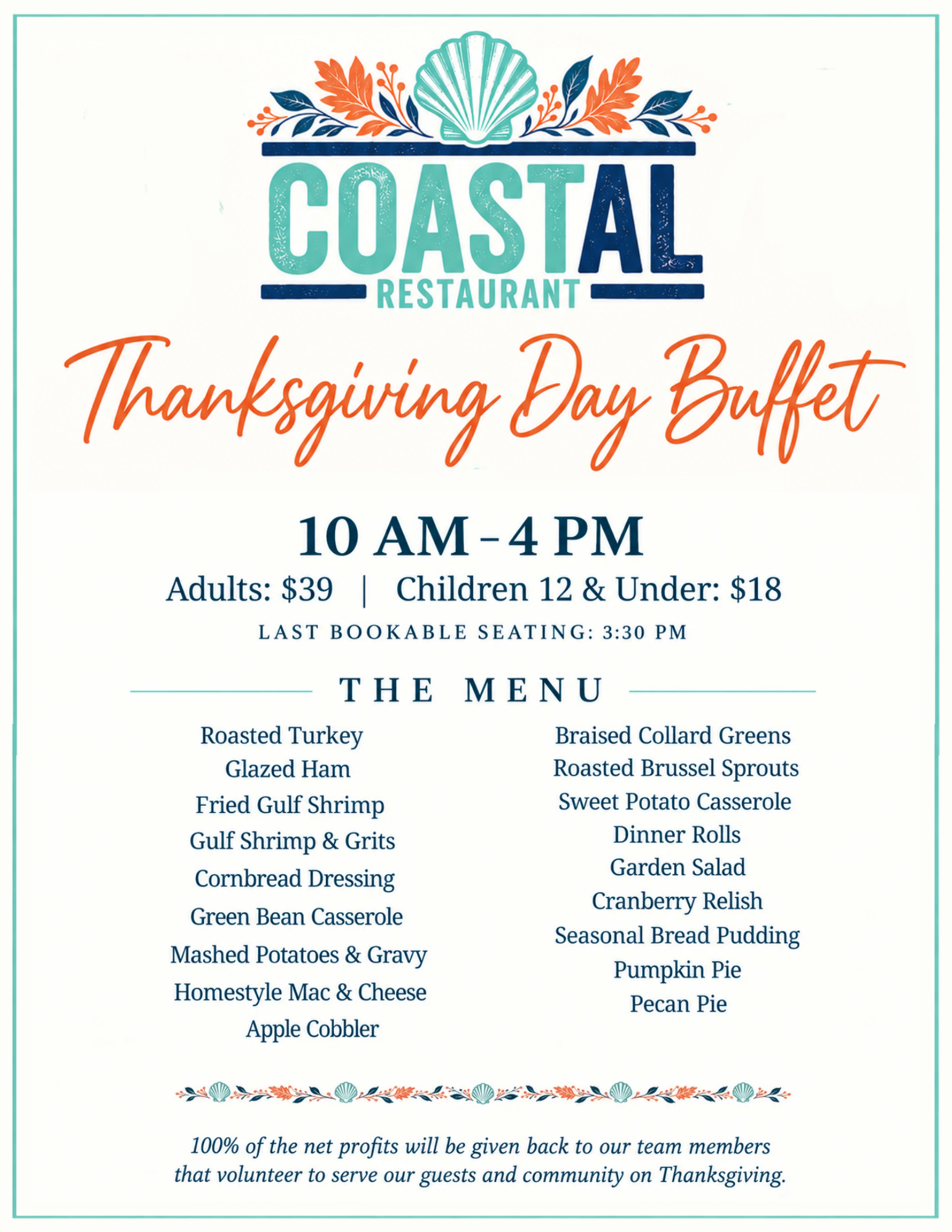 Thanksgiving Day Buffet at CoastAL