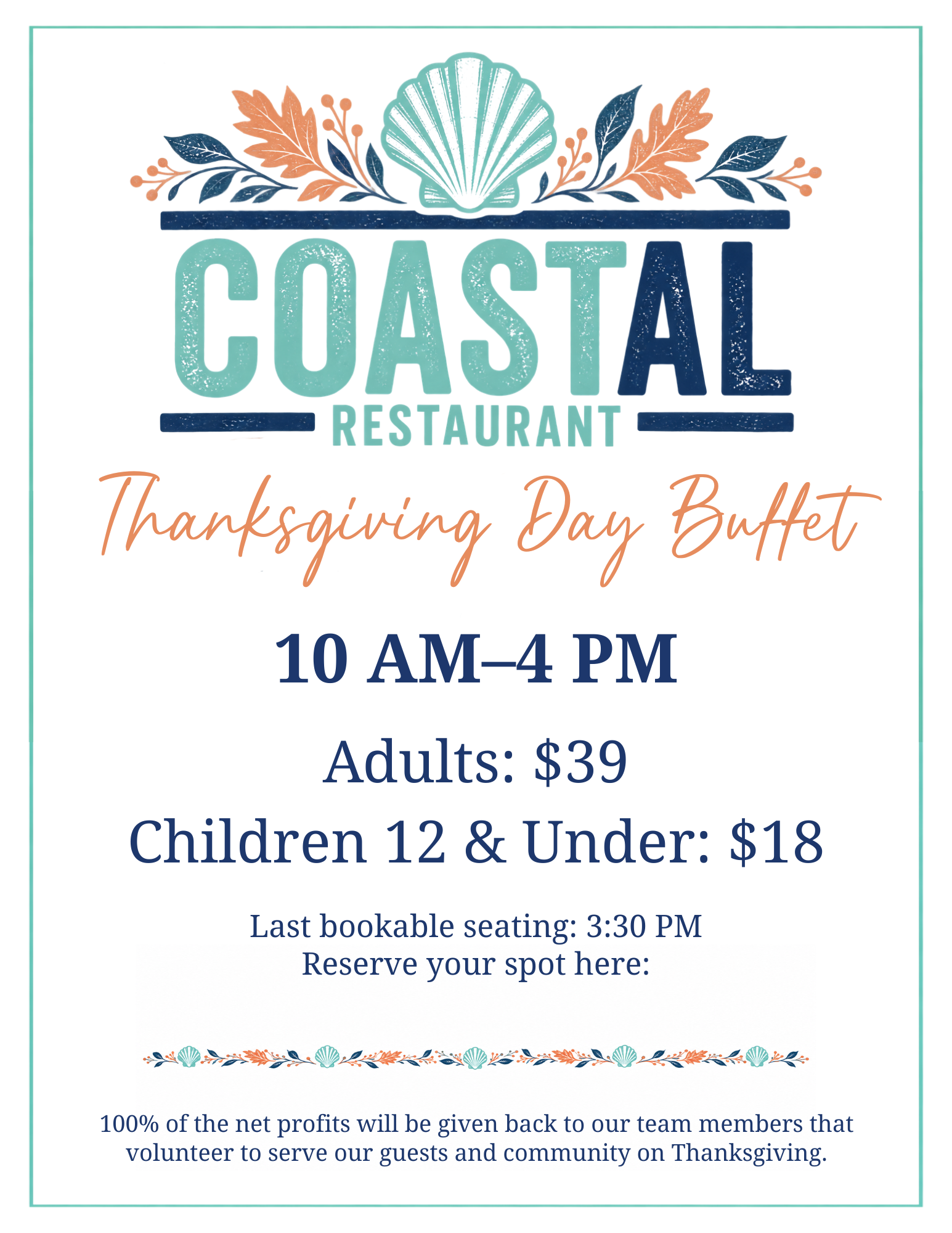 Thanksgiving Day Buffet at CoastAL