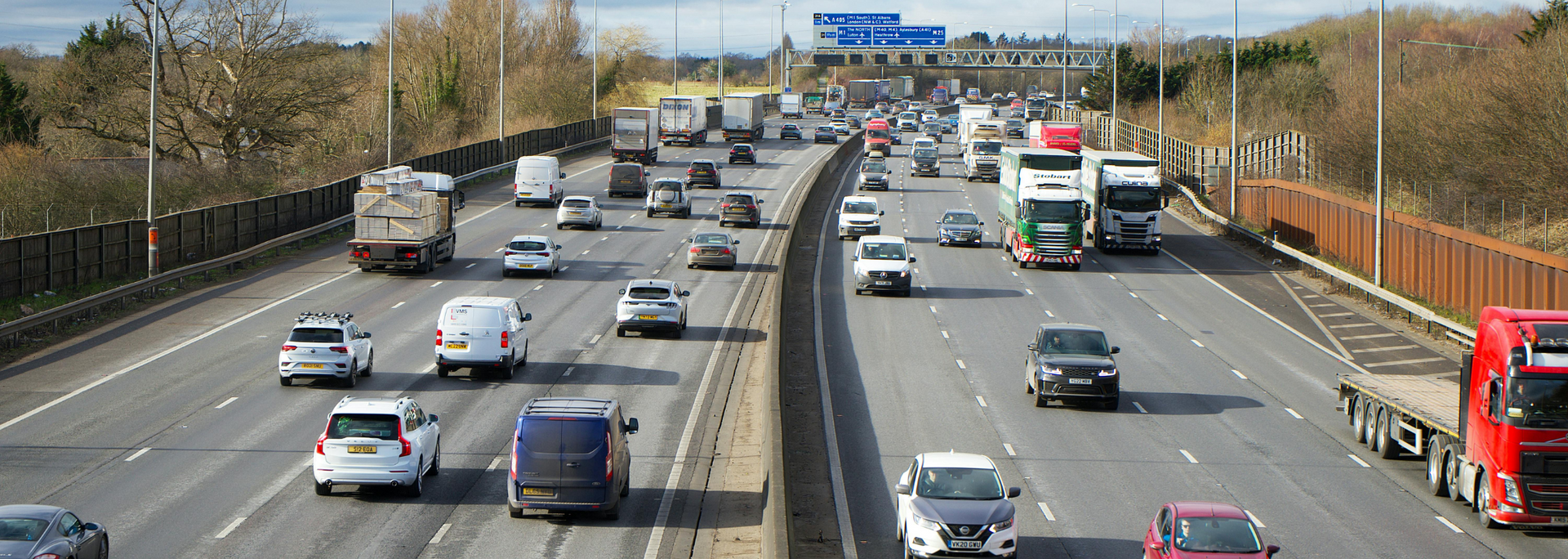 Picture of a busy motorway in the UK.