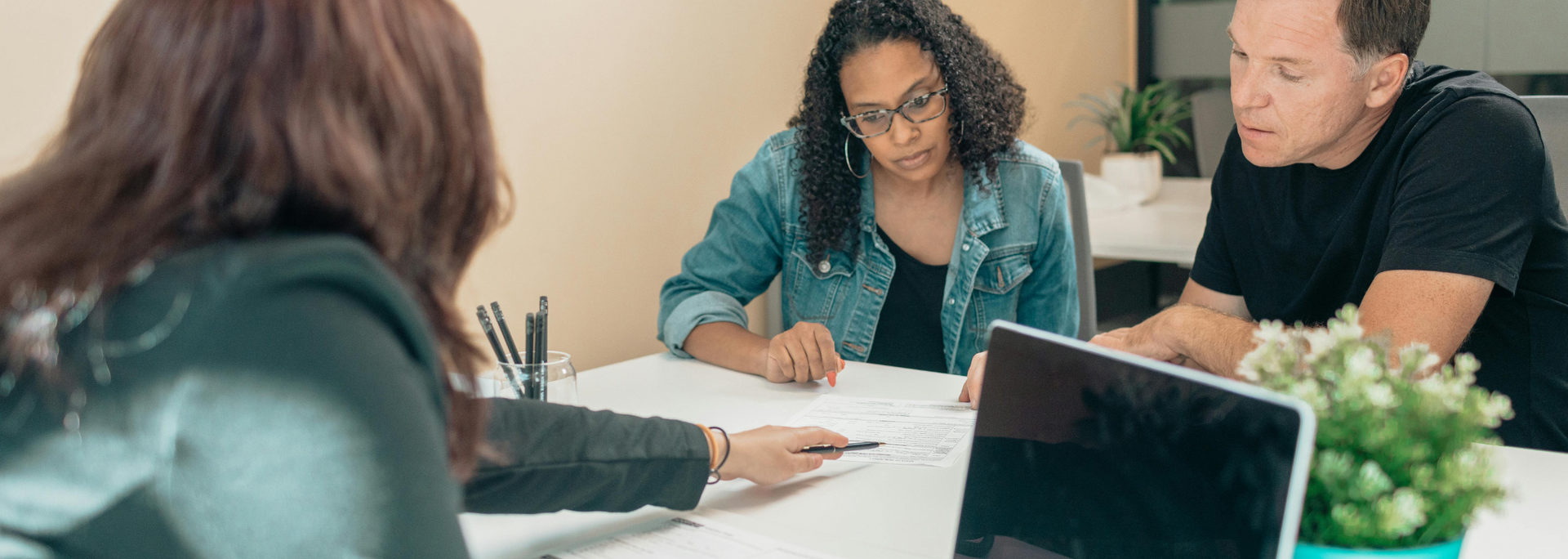 Picture of couple in a bank.