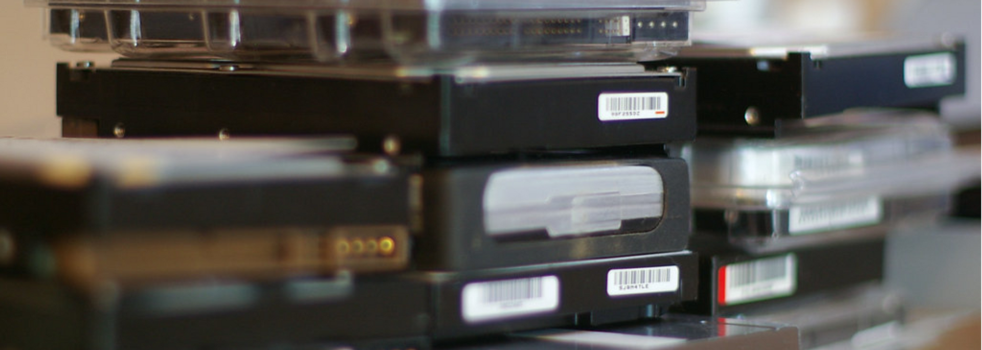 Picture of stacks of hard drives.
