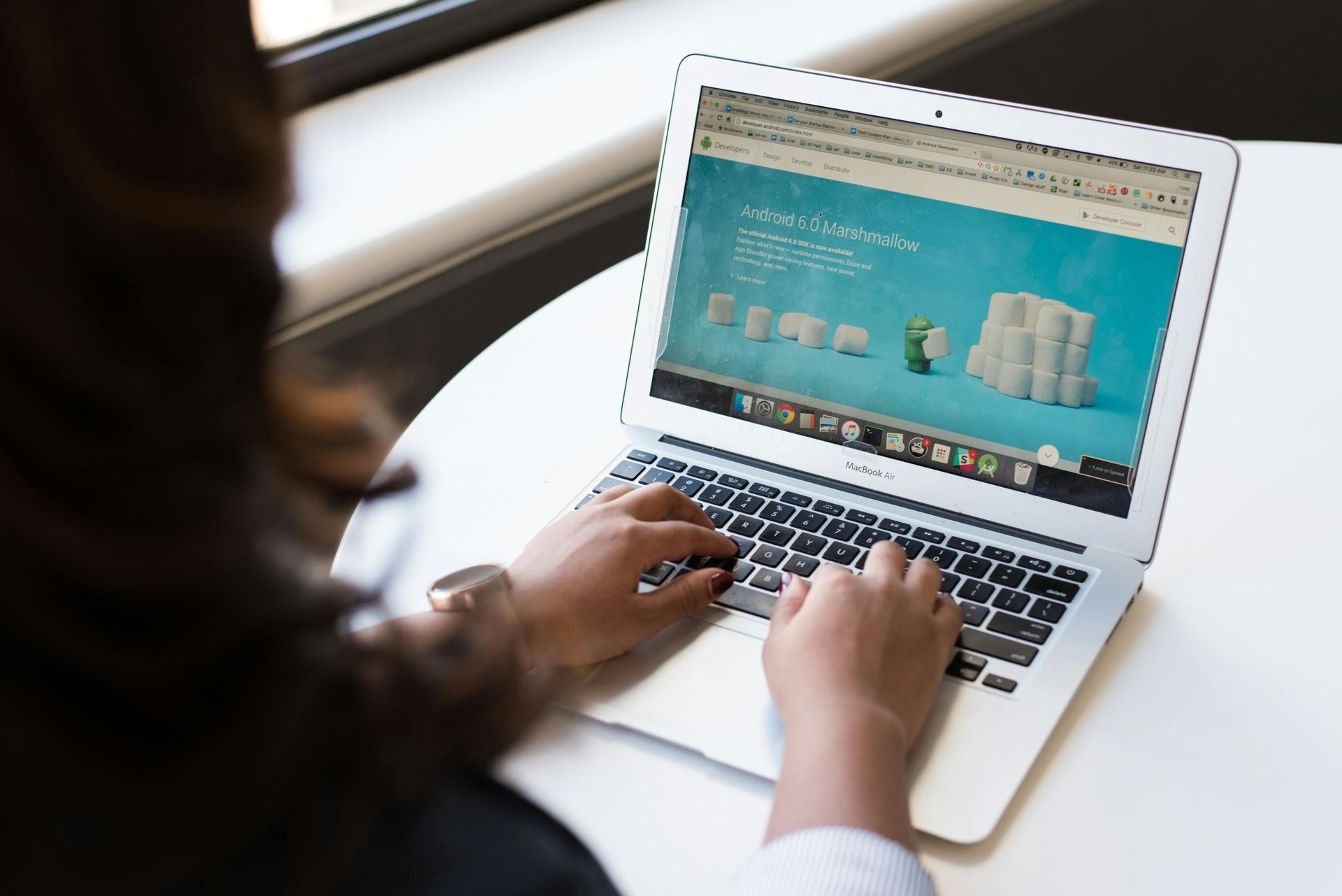 A picture of someone using a website.