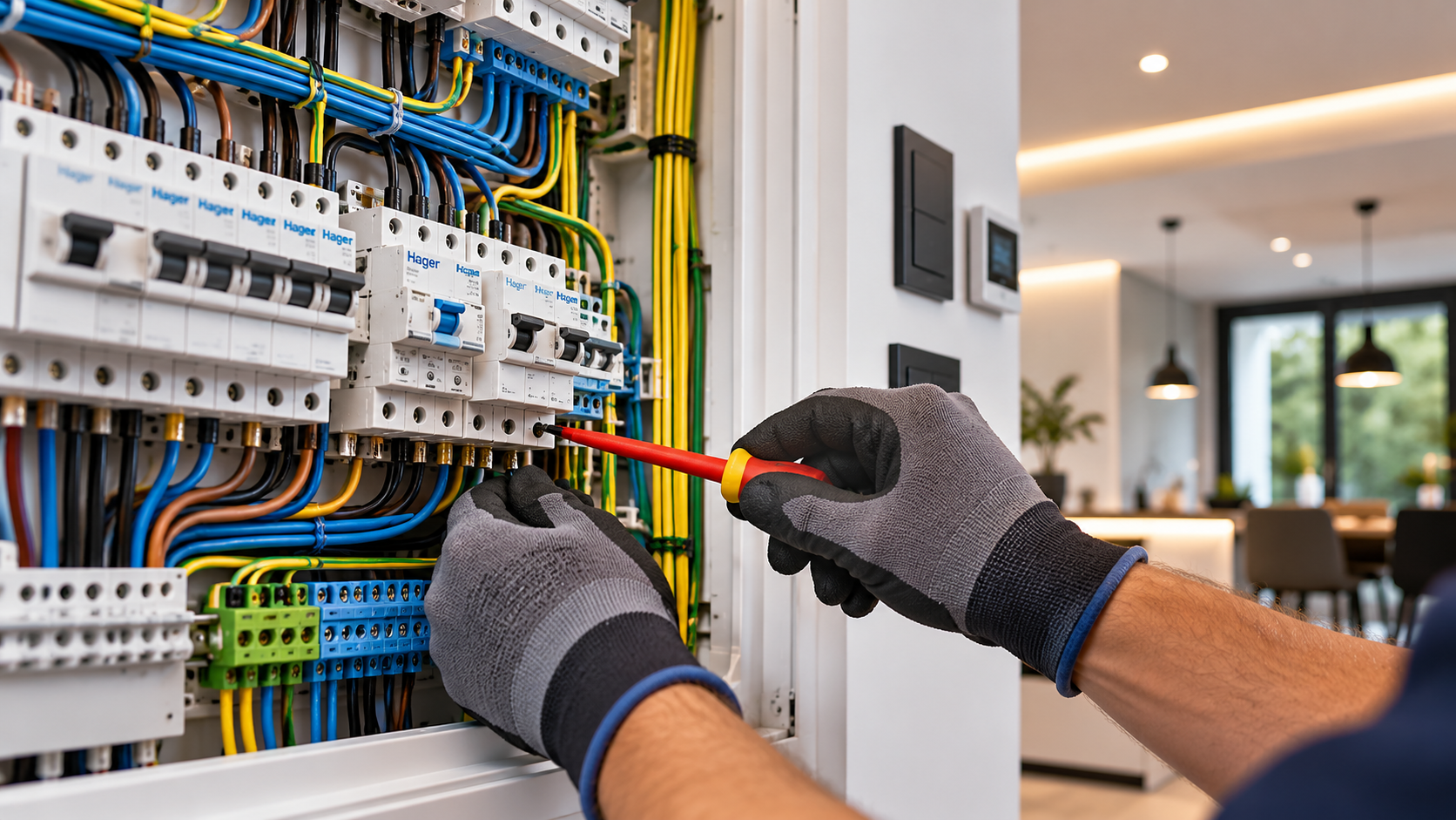 Instalações e alterações elétricas, incluindo quadros elétricos, iluminação e novos circuitos