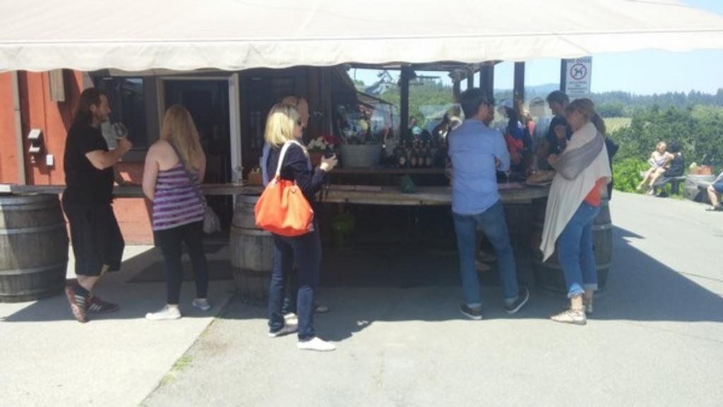 people waiting to get on a trolly