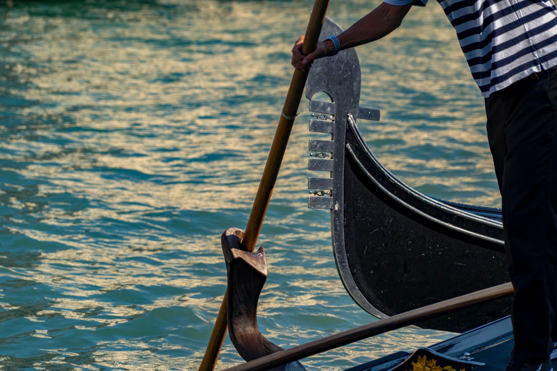 Person rowing a gondola