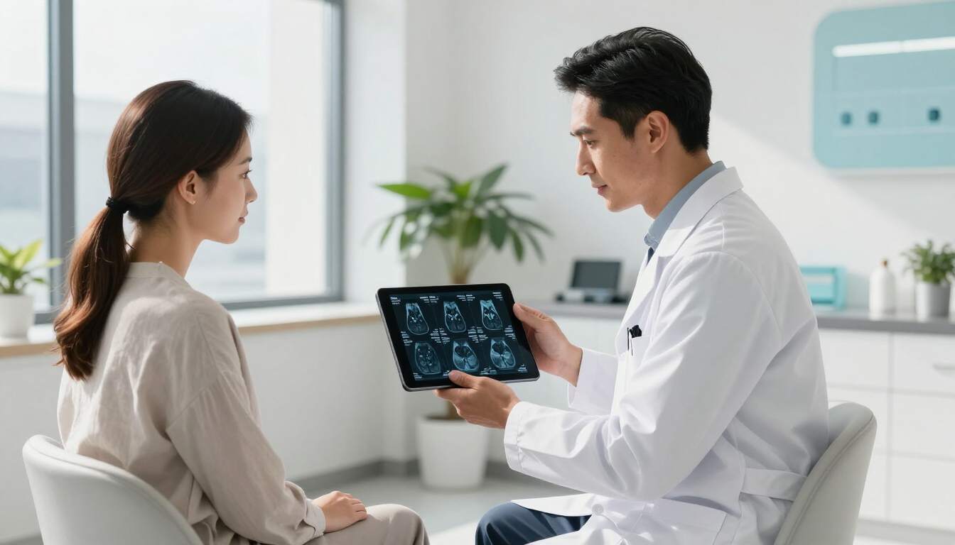 Doctor explaining scan to patient