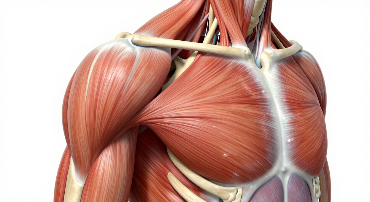 Anatomic view of the shoulder joint tendons and muscles