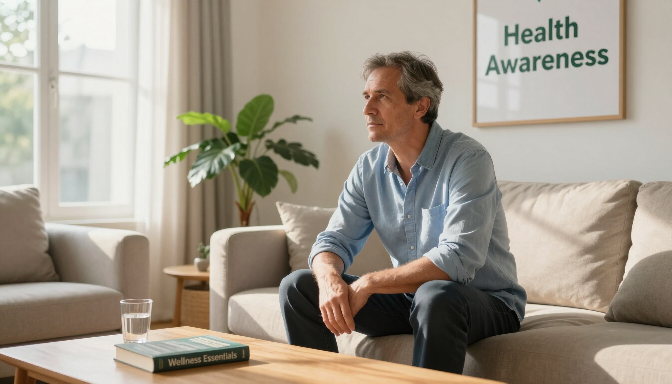 Man considering his health
