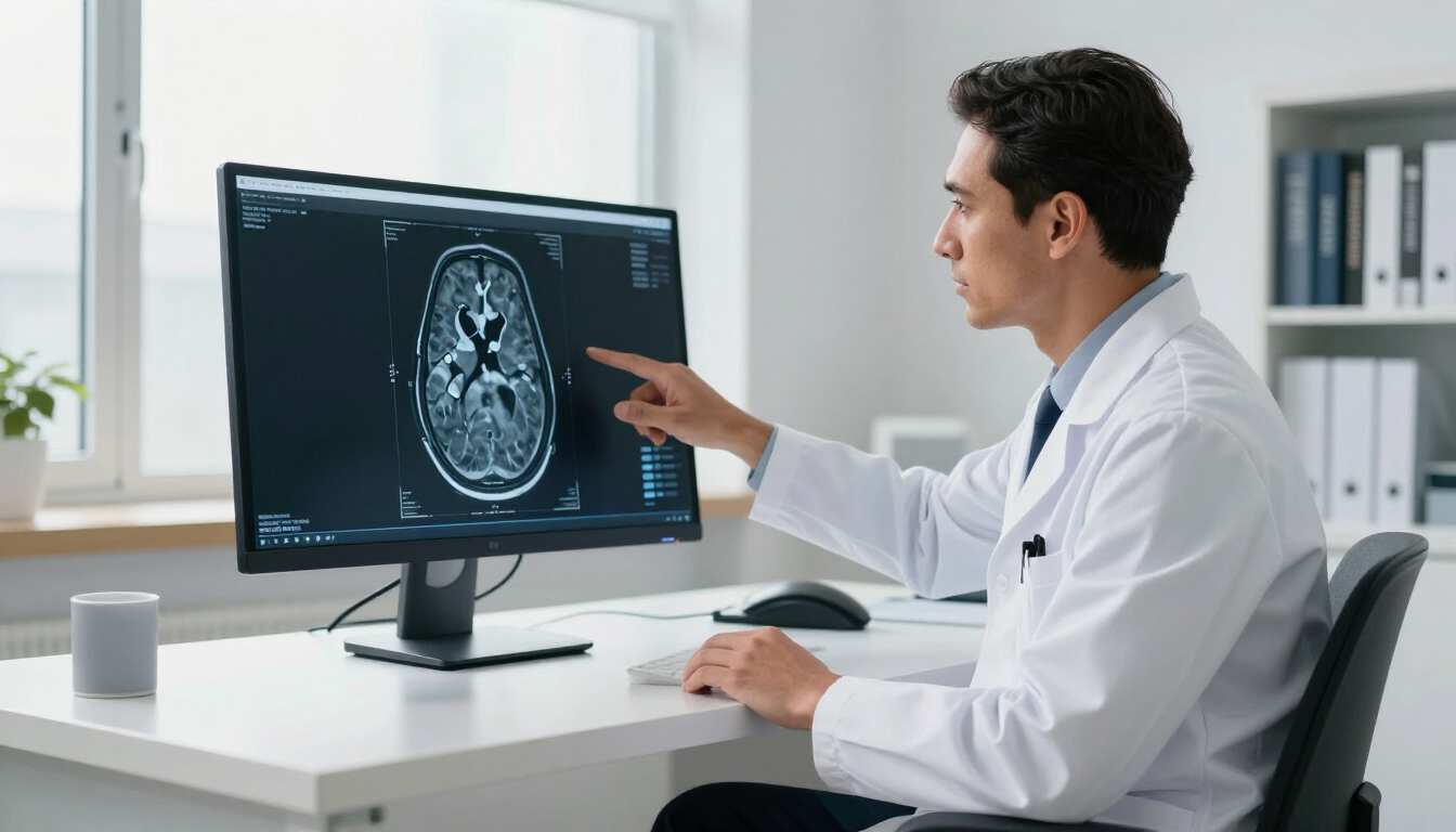 Consultant Reviewing MRI Results