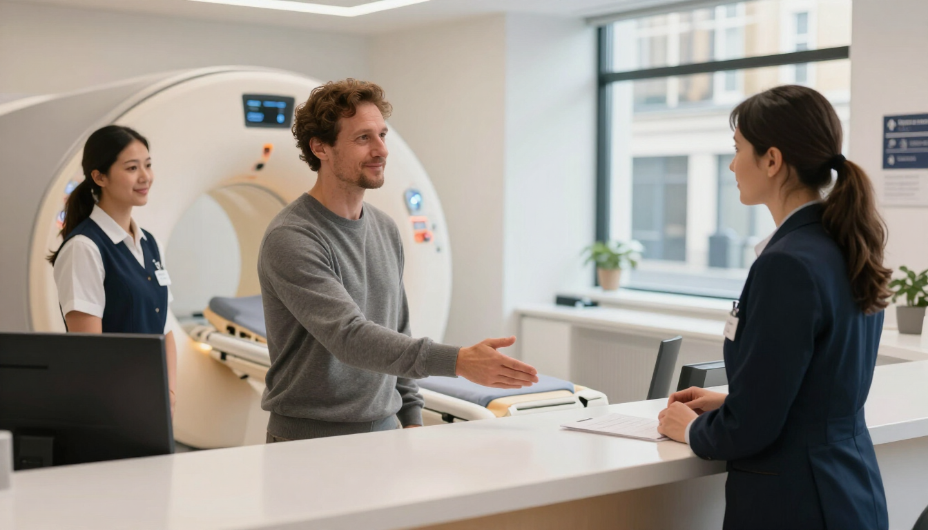 Patient preparing for a private MRI appointment