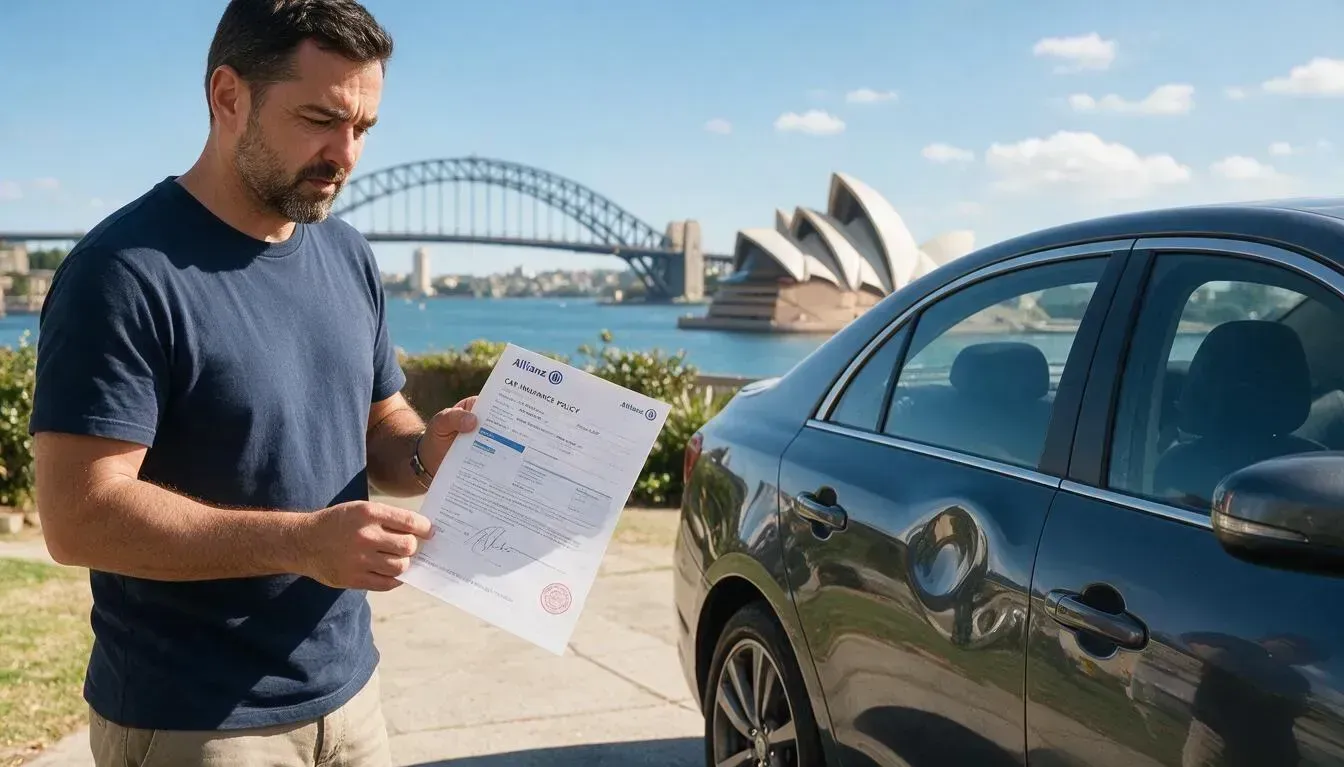Car owner comparing an insurance policy with a paintless dent removal quote next to their dented car