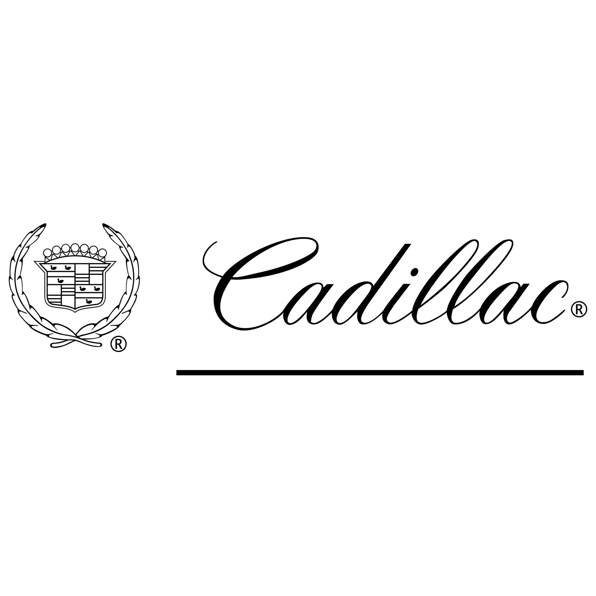 Cadillac logo with script wordmark and crest emblem on a white background