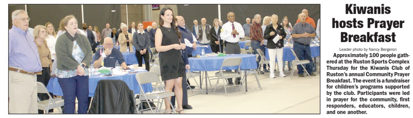 Ruston Kiwanis Prayer Breakfast article 2026 from the Ruston Daily Leader