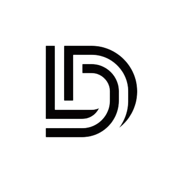 Black stylized &ldquo;LD&rdquo; monogram logo on a white background