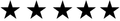 Five black stars in a row on a white background