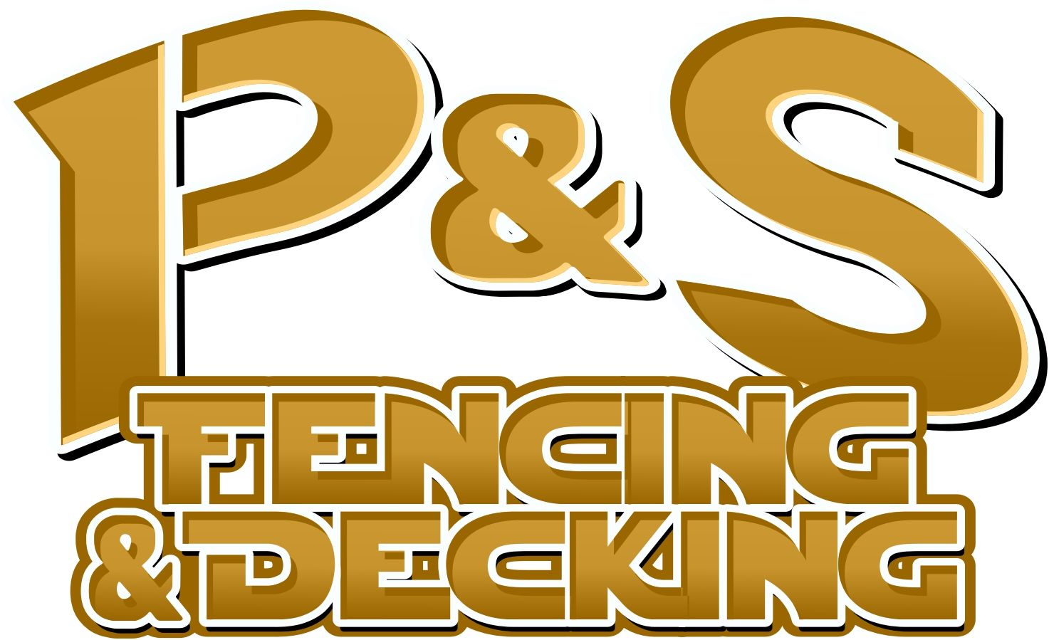 Gold and brown “P&S Fencing & Decking” logo with stylized lettering