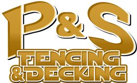 Gold and brown “P&S Fencing & Decking” logo with stylized lettering