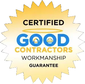 A certified good contractors workmanship guarantee sticker