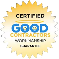 A certified good contractors workmanship guarantee sticker