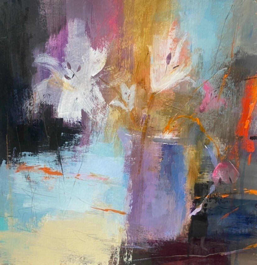 Abstracted Lillies with Orange