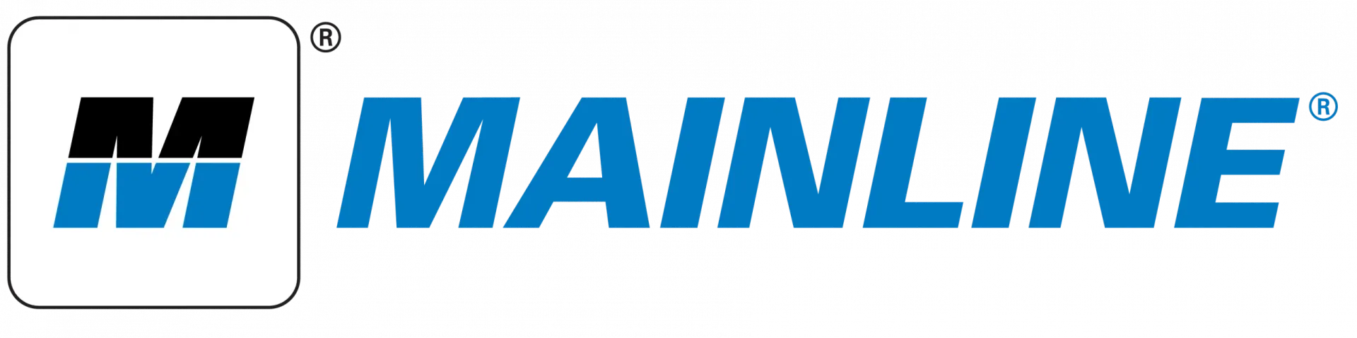 Logo principal : logotype bleu avec icône noire et bleue sur fond blanc
