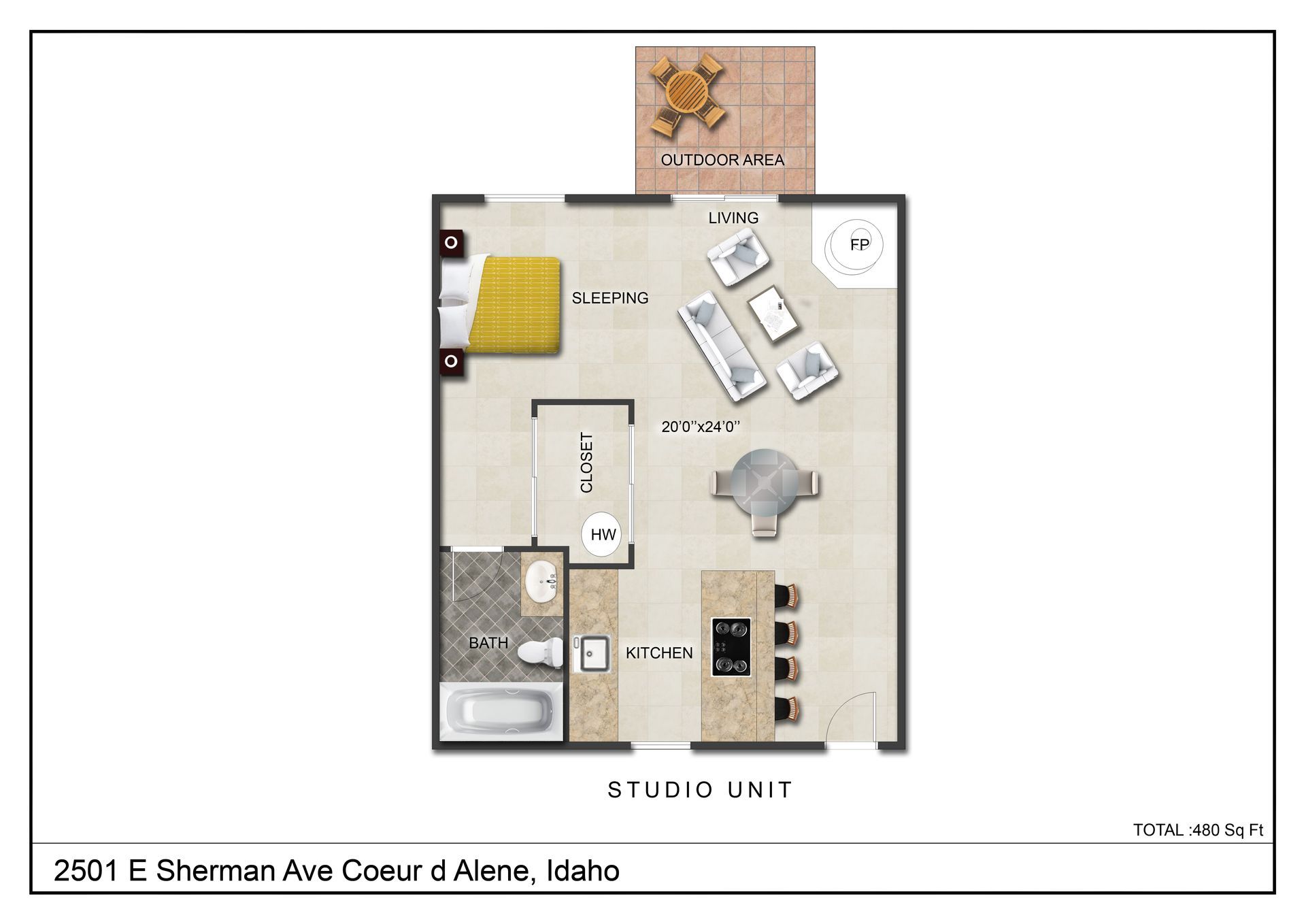 Studio unit floorplan