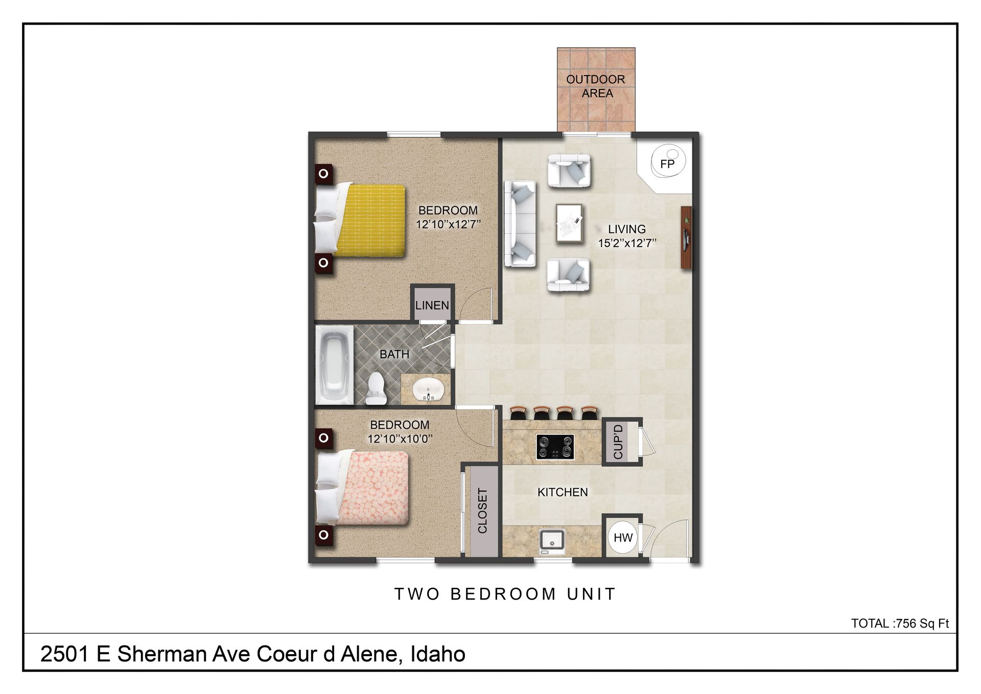 2 bedroom unit floorplan