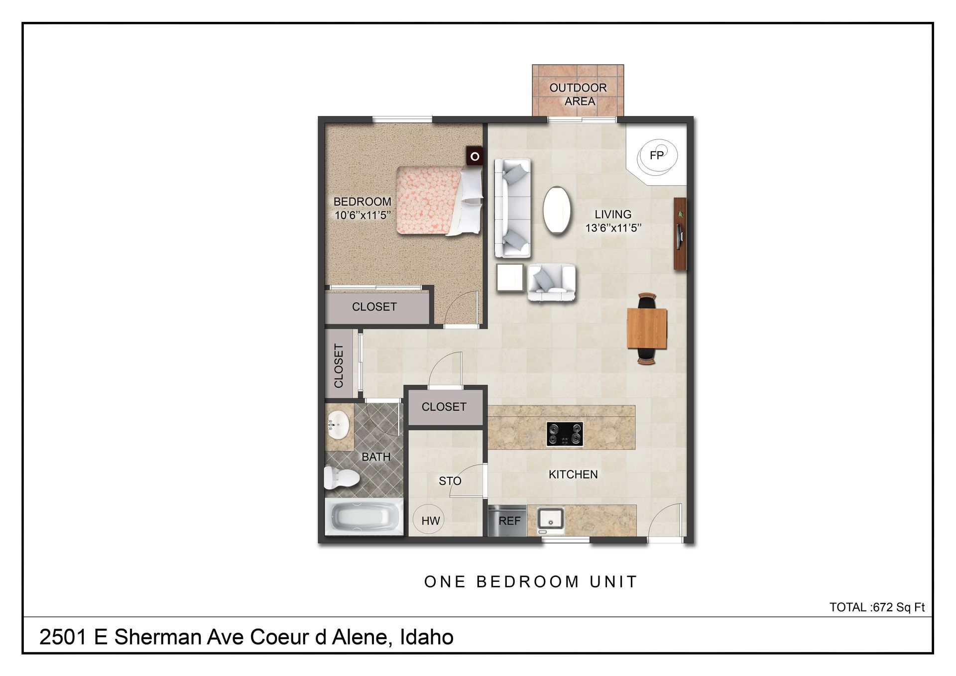 1 bedroom unit floorplan