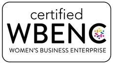 A certified wbenc women 's business enterprise logo on a white background.