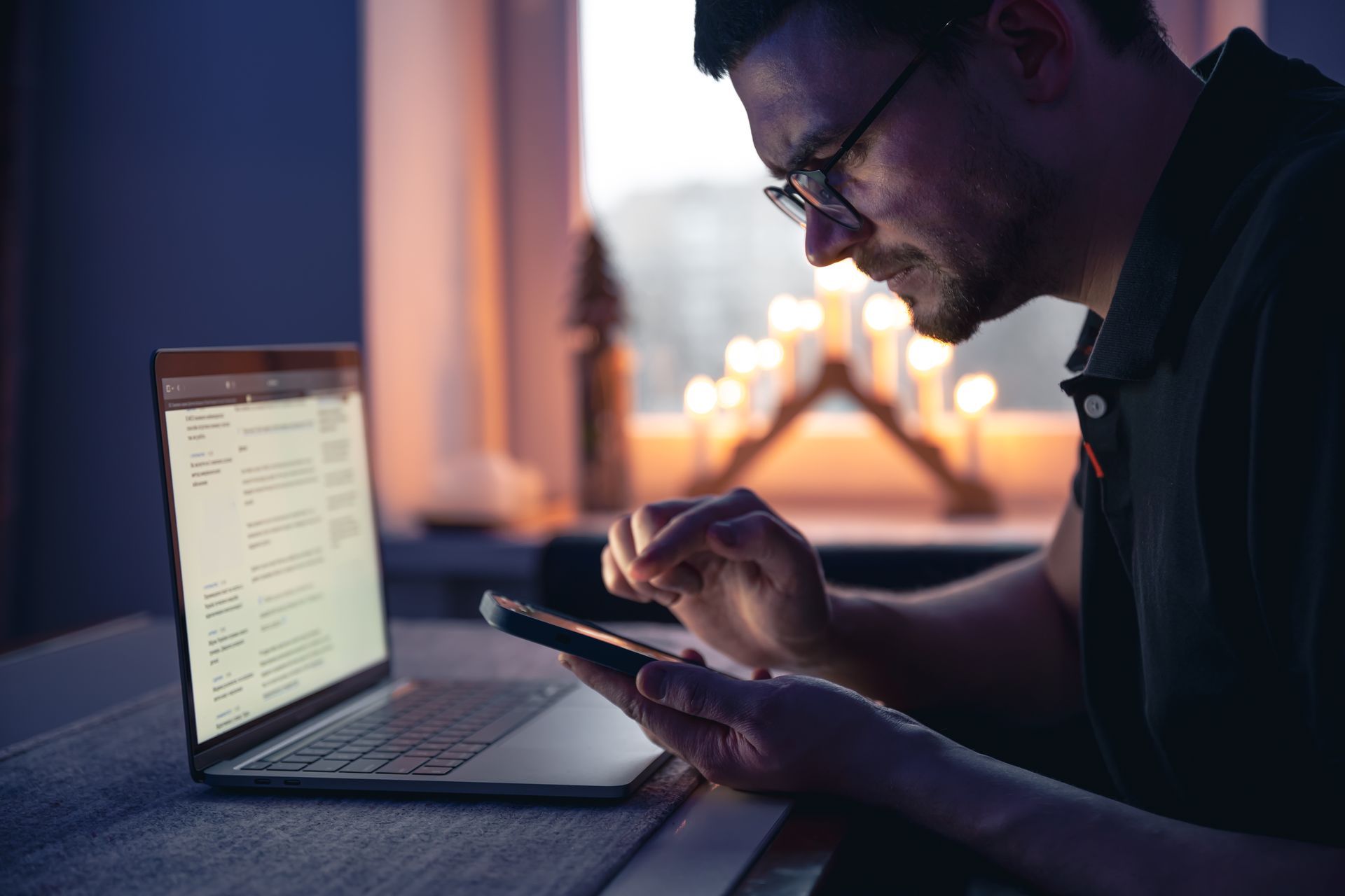 Professional reviewing their online presence and LinkedIn profile