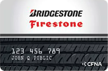 Bridgestone Firestone credit card with black tire tread design and card number | Tire Town Inc.