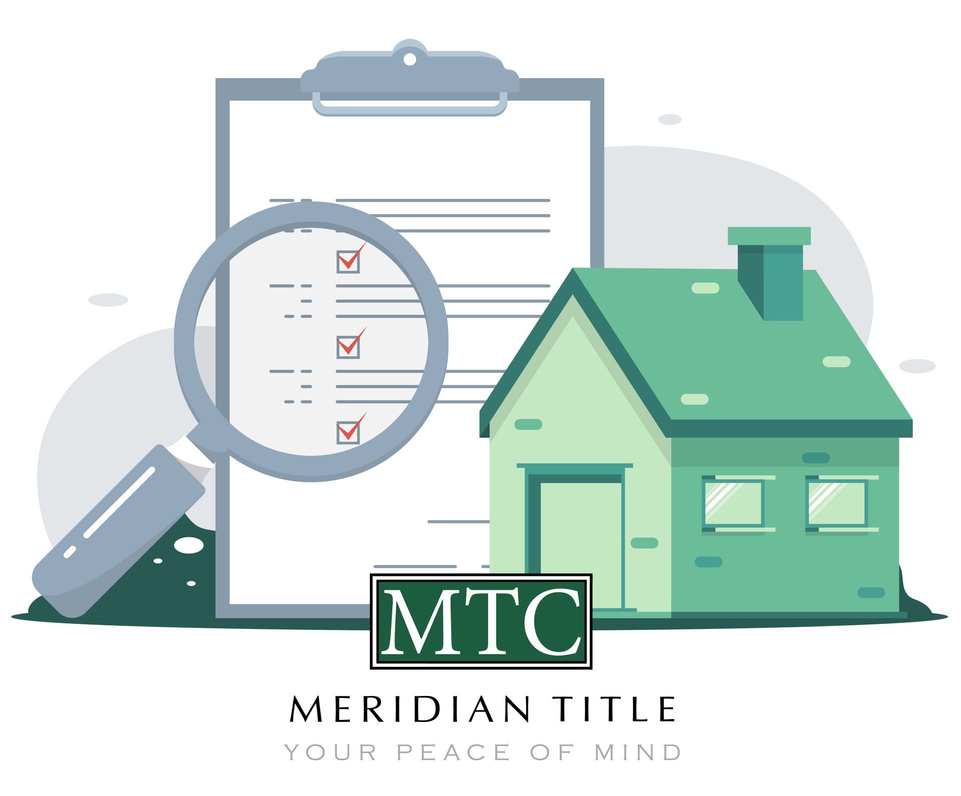 A clipboard with a magnifying glass and a house on it.