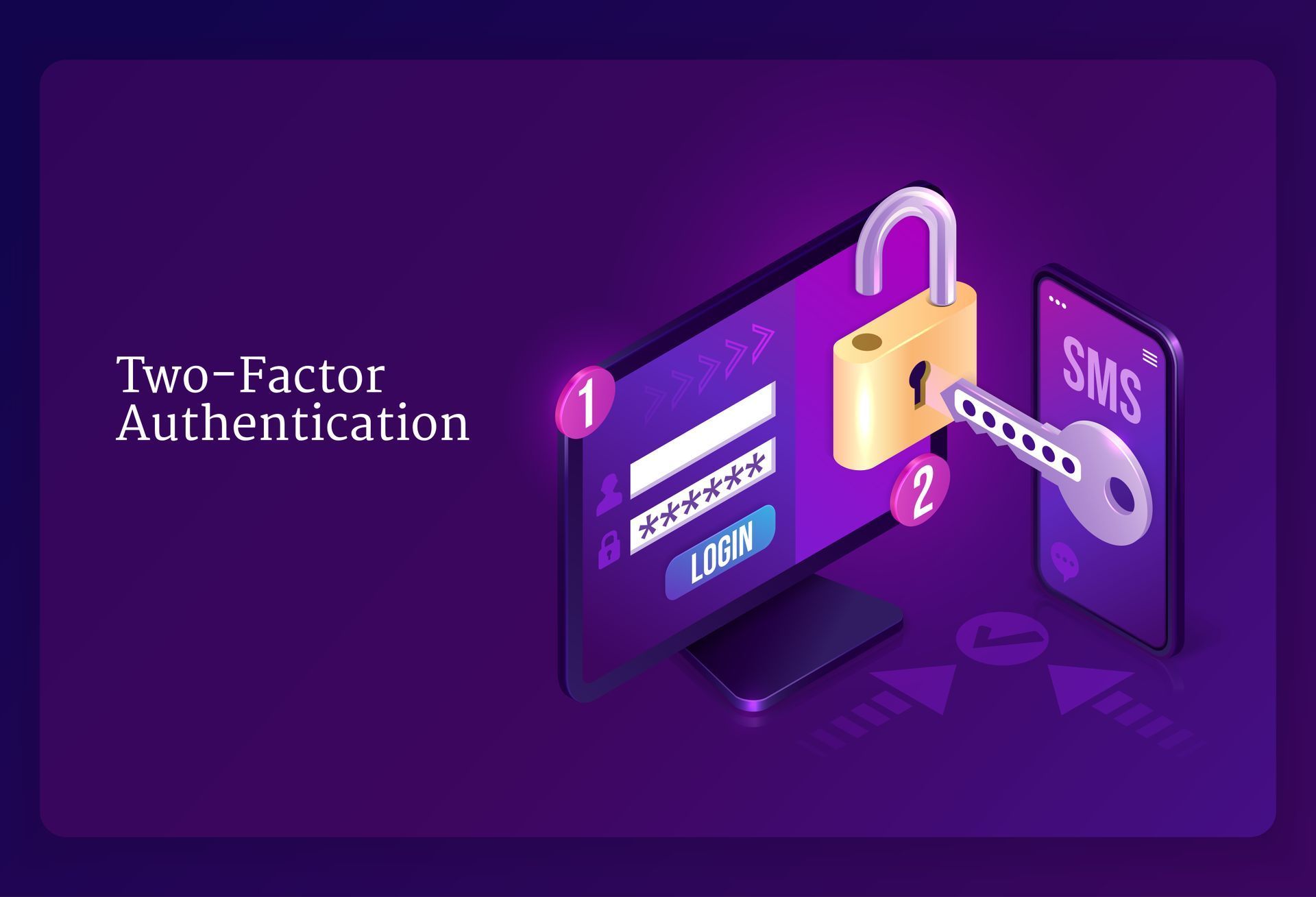 It is an isometric illustration of two-factor authentication.