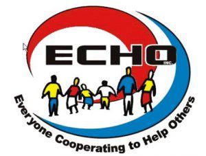 Missions and Outreach - ECHO.
ECHO logo with colorful people holding hands and the slogan “Everyone Cooperating to Help Others”