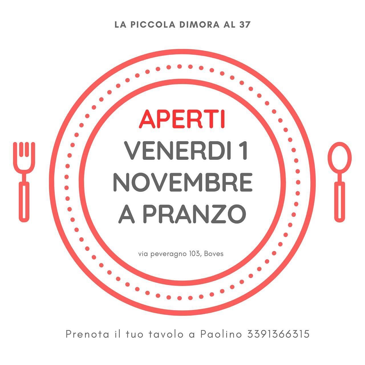 1 Novembre aperti a pranzo