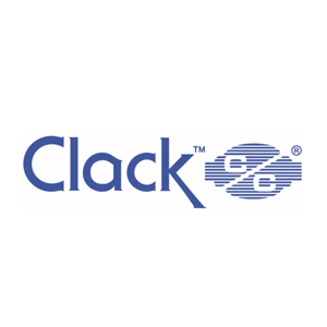 Un logo bleu et blanc pour une entreprise appelée clack