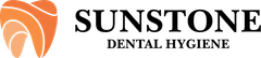 Sunstone Dental Hygiene logo in orange and black with stylized sun icon