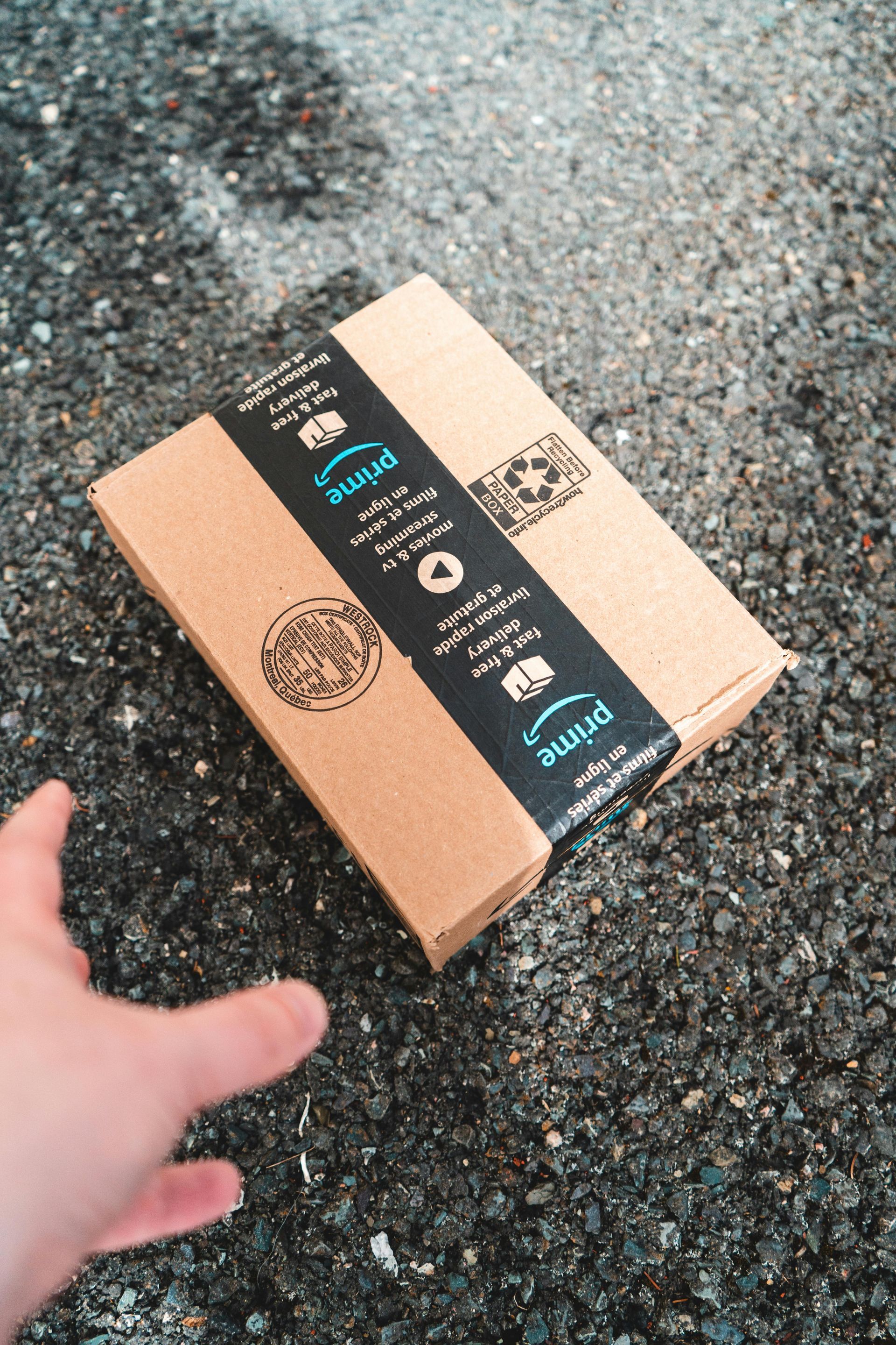 An amazon package that was just dropped off