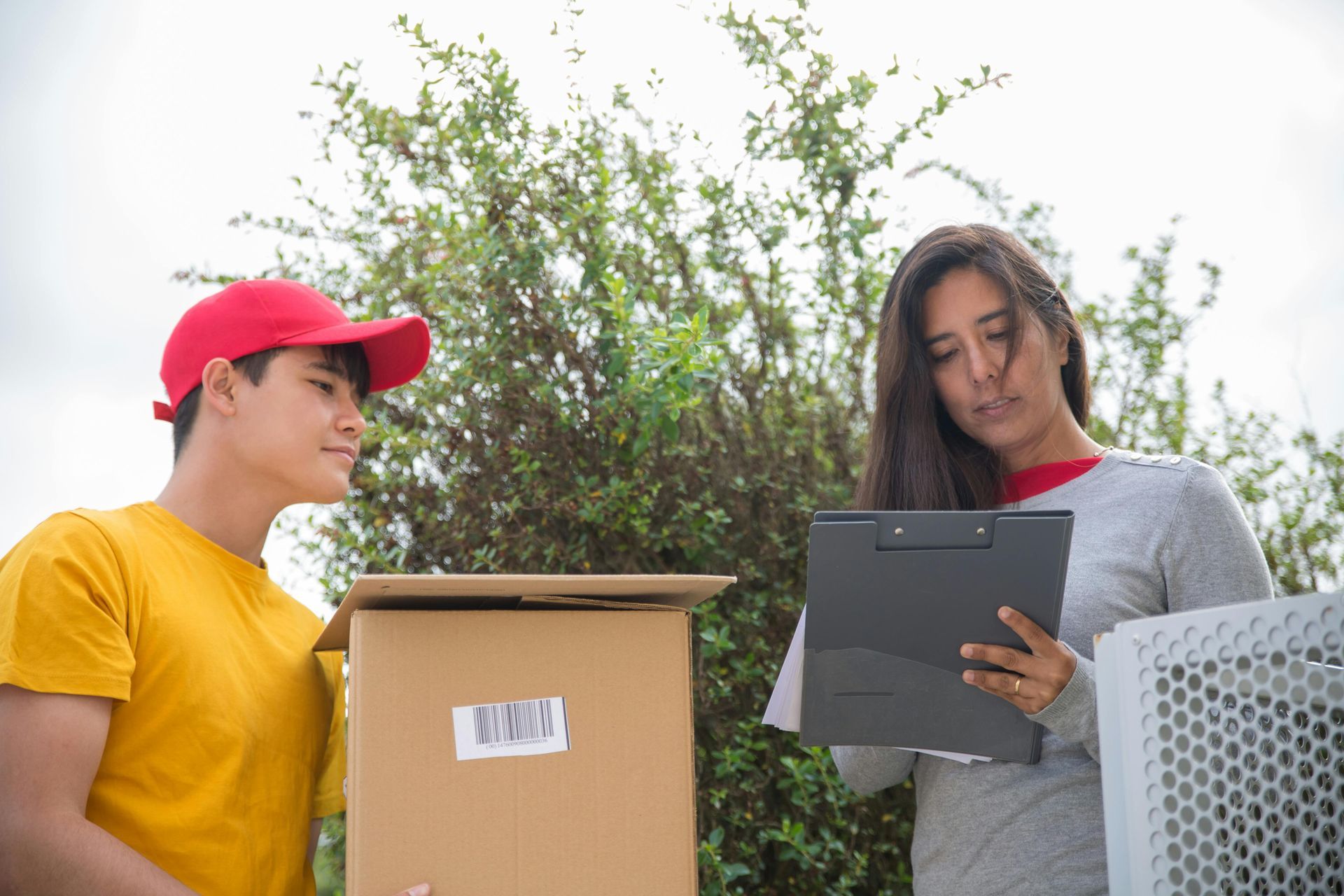 An amazon driver delivering a package
