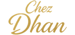 Logo de « Chez Dhan » en lettres dorées sur fond blanc brasserie de qualité Le Havre