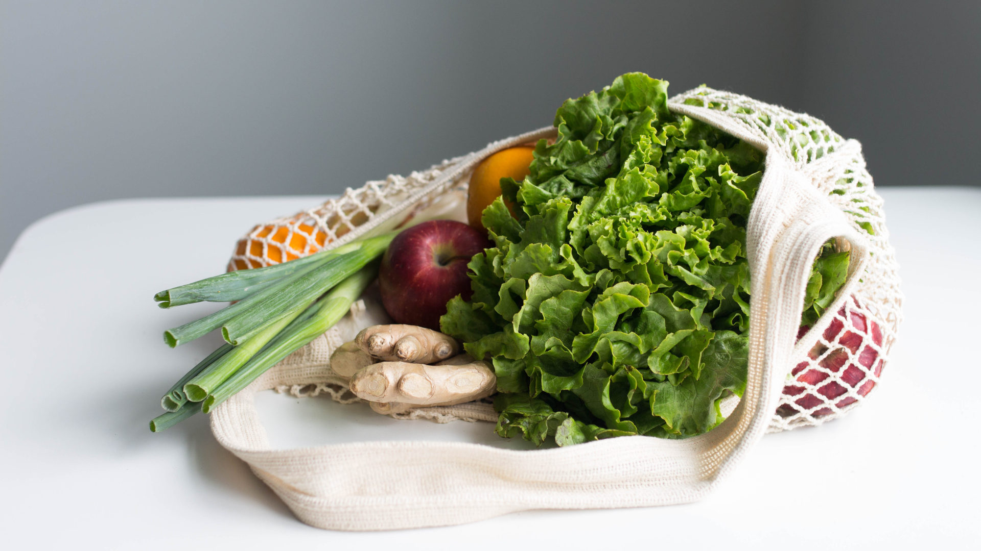 market bag with fresh produce in it