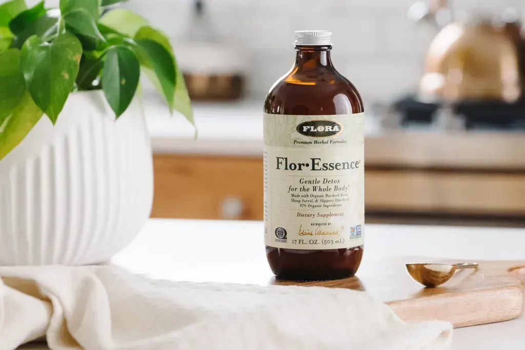 A bottle of Flora's Flor-Essence product
