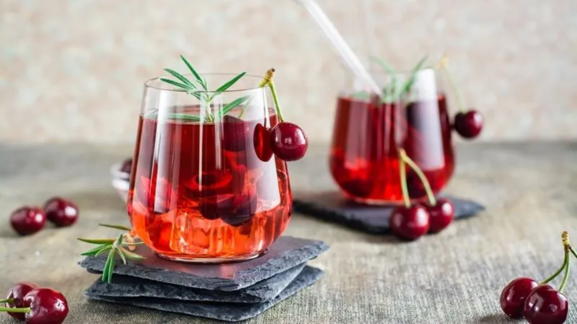 Two glasses of red coloured mocktails