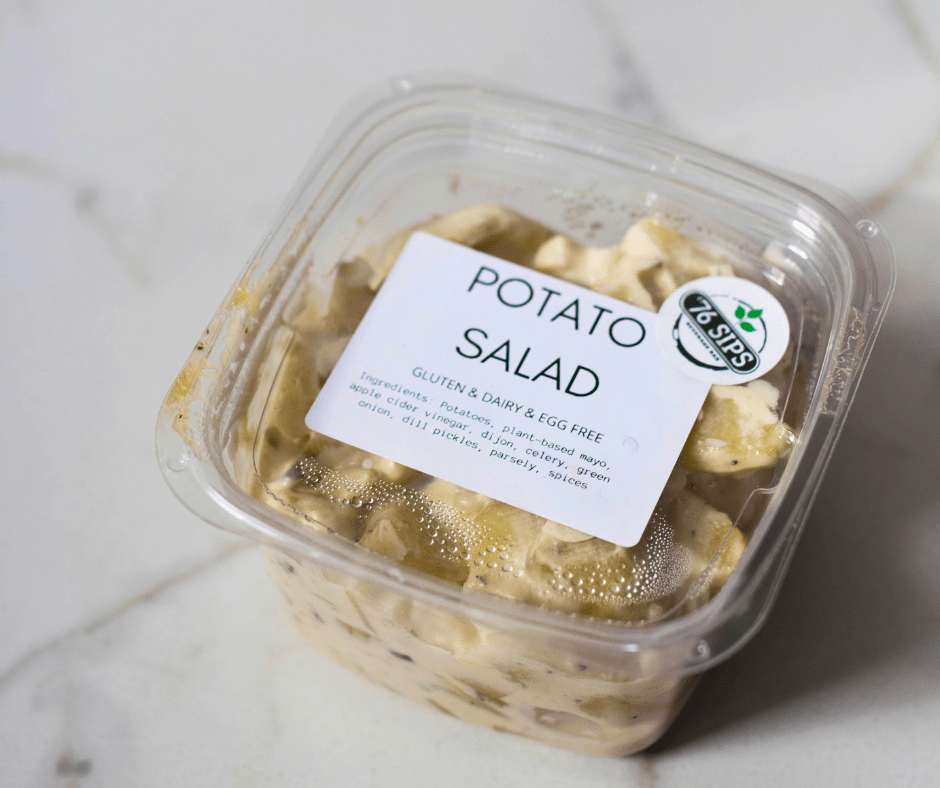 A package of '76 Sips Potato Salad