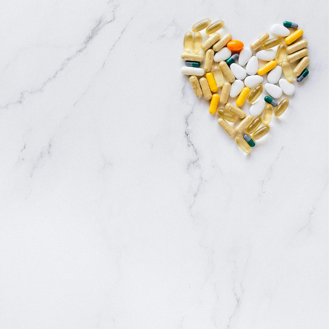 Supplements in the shape of a heart