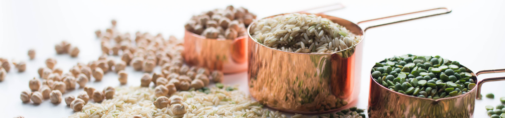 Measuring cups of nuts and rice