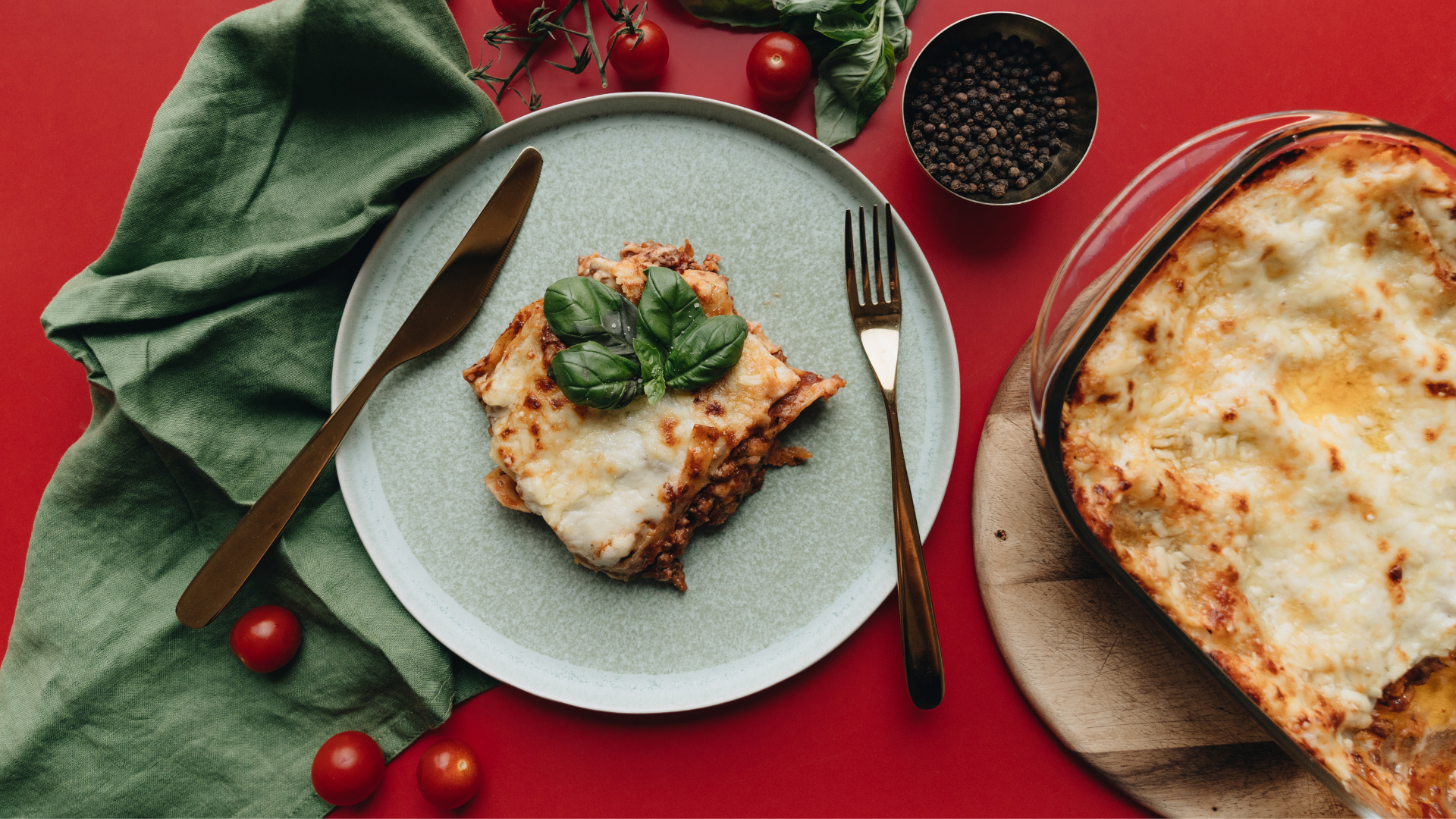 A plate of creamy vegetarian lasagna